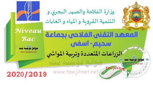 المعهد التقني الفلاحي جماعة سحيم اسفي
Concours Institut Technique Agricole jemaa Shaim Safai 2019-2020