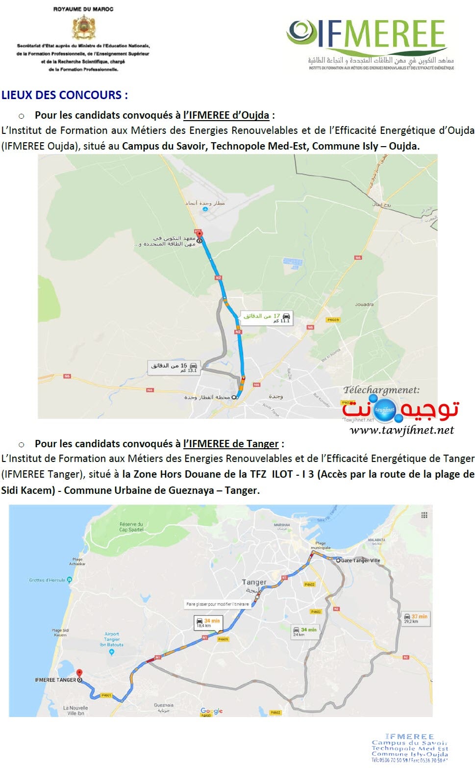 Préselection IFMEREE Oujda / Tanger 2019-2020